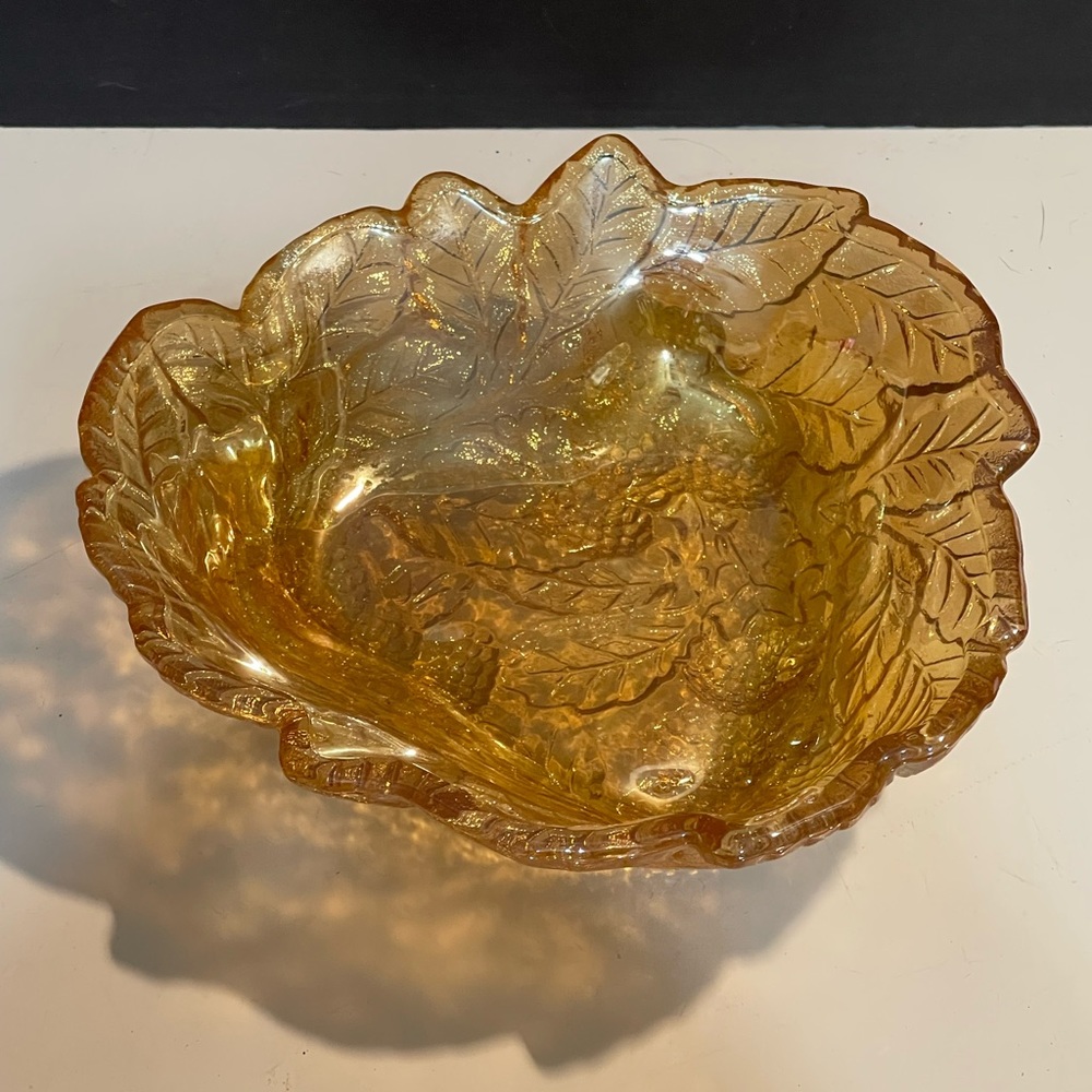 Amber Indiana Depression Glass Candy Dish Vtg (T35)